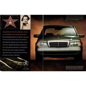 1996 Mercedes Benz C220 Sports Sedan 2 Page Vintage Print Ad Hollywood Star Art